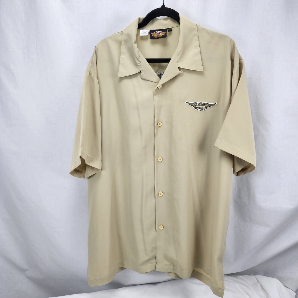 Harley-Davidson Short Sleeve Button Down dress Shirt with Embroidery Size XL - Picture 2 of 5